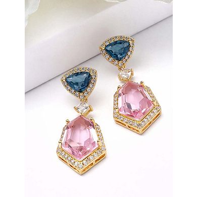 AGP PARIS Geometric Double Stone Drop Earrings