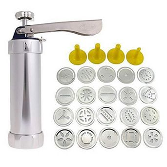 Stainless Steel Spritz Cookie Press Kits with 20 Cookie Discs
