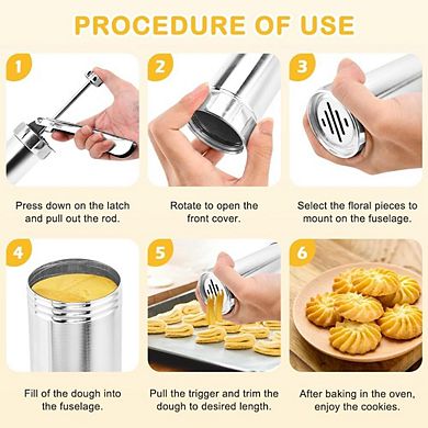 Stainless Steel Spritz Cookie Press Kits with 20 Cookie Discs