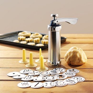 Stainless Steel Spritz Cookie Press Kits with 20 Cookie Discs