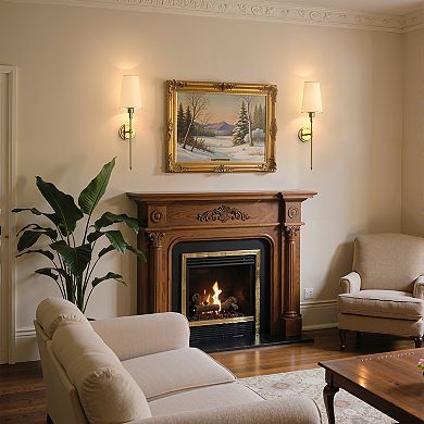 27in Rechargeable Wall Sconce 2 Pack Gold Metal Cordless Fabric Shade Remote RGBCW Dimmable