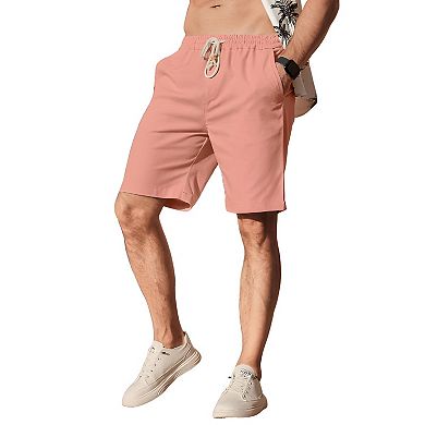 Mens Linen Elastic Waist Shorts