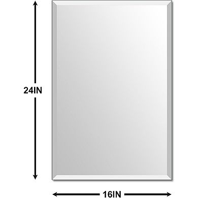 KSIZUIS Frameless Beveled Wall Mirror - 24"x16" Rectangle for Bathroom, Vanity & Entryway