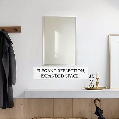 KSIZUIS Frameless Beveled Wall Mirror - 24"x16" Rectangle for Bathroom, Vanity & Entryway