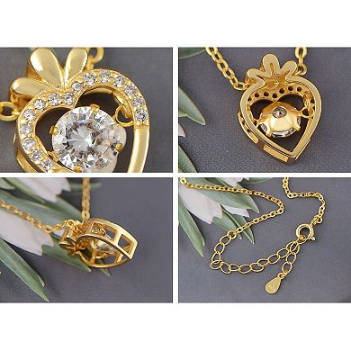 Radish Heart-Shaped Pendant Necklace with Clear Crystal Center