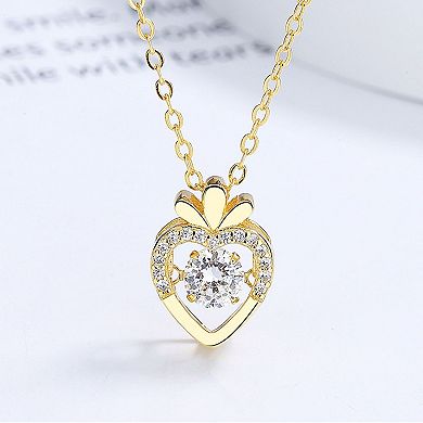 Radish Heart-Shaped Pendant Necklace with Clear Crystal Center