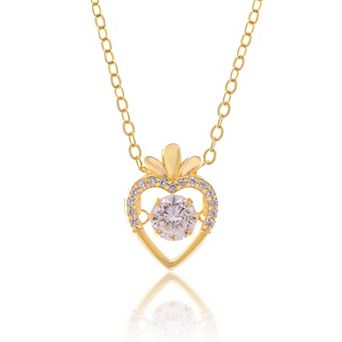 Radish Heart-Shaped Pendant Necklace with Clear Crystal Center
