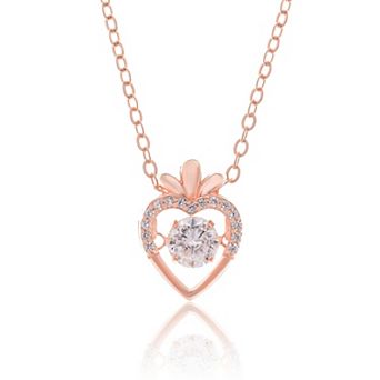 Radish Heart-Shaped Pendant Necklace with Clear Crystal Center