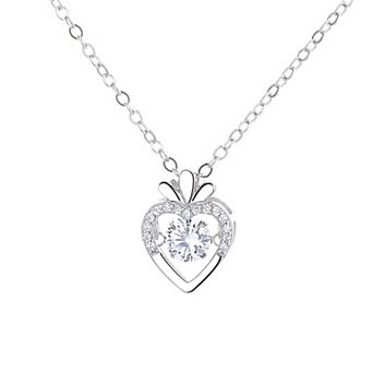 Radish Heart-Shaped Pendant Necklace with Clear Crystal Center