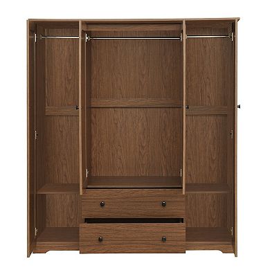 Pnronnc Wardrobe Closet with 4 Door and 2 Drawers Mulit-hanging Rail