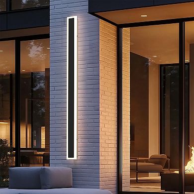 35.4in Linear Outdoor Light Black IP67 Waterproof Switch 24W LED 2CCT 3000K 6000K for Garage
