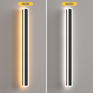 35.4in Linear Outdoor Light Black IP67 Waterproof Switch 24W LED 2CCT 3000K 6000K for Garage