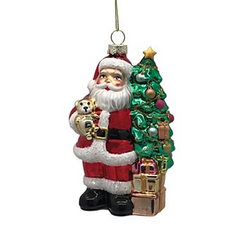 St. Nicholas Square® Glass Santa with Tree Christmas Ornament