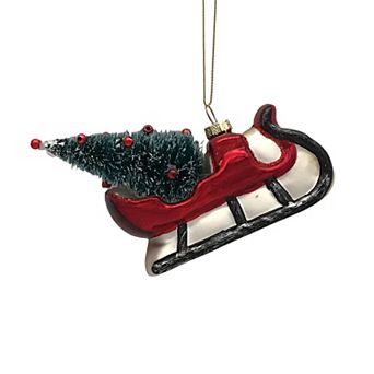 St. Nicholas Square® Glass Sleigh & Tree Christmas Ornament