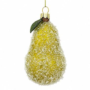 St. Nicholas Square® Glass Sugared Pear Christmas Ornament with Loop for Hanging