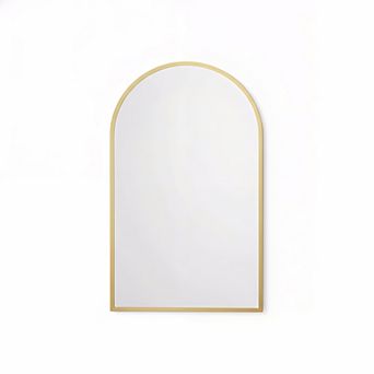 KSIZUIS 24"x36" Arched Gold Metal Frame Vanity Mirror - Wall Mounted for Bathroom & Bedroom