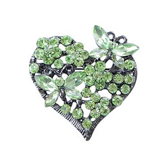 Womens Floral Silvery Tone Crystal Rhinestone Insect Butterfly Love Flower Heart Brooch Pin