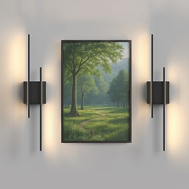 24.4in Rechargeable LED Wall Lights 2 Pack Matte Black 6W 3CCT Dimmable Remote Timer