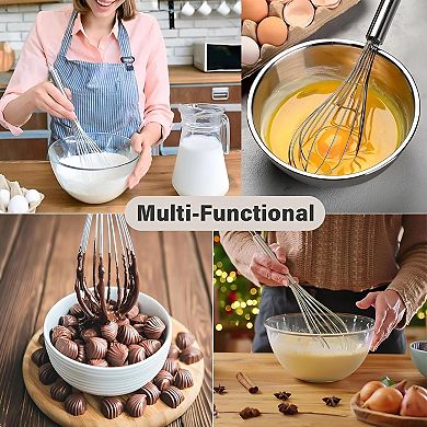 Stainless Steel Egg Cream Mixing Mixer Beater Whisk 8-Inch