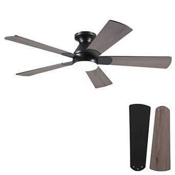 52 in Flush Mount Ceiling Fan with LED Light and Remote Control, 3CCT Dimmable, 6 Speeds