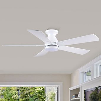 52 in Flush Mount Ceiling Fan with LED Light and Remote Control, 3CCT Dimmable, 6 Speeds