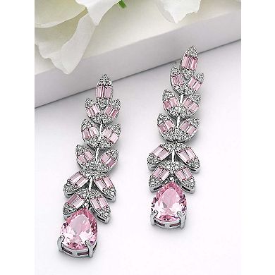 AGP PARIS Leaf Baguette Waterfall Statement Earrings