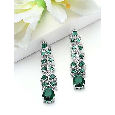 AGP PARIS Leaf Baguette Waterfall Statement Earrings