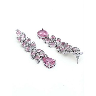 AGP PARIS Leaf Baguette Waterfall Statement Earrings