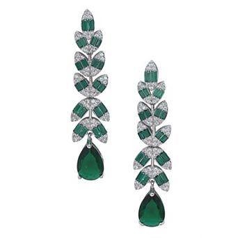 AGP PARIS Leaf Baguette Waterfall Statement Earrings