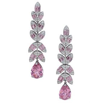 AGP PARIS Leaf Baguette Waterfall Statement Earrings