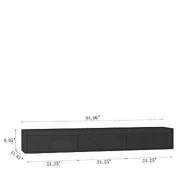 GOODSILO Wall-Mounted TV Console with Integrated LED Lighting and Built-in Power Socket