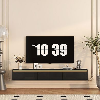 GOODSILO Wall-Mounted TV Console with Integrated LED Lighting and Built-in Power Socket