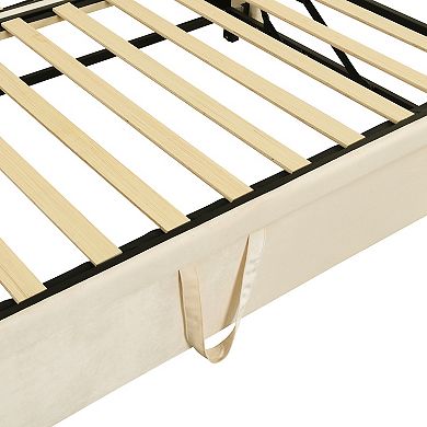 Pnronnc Twin Size Upholstered Daybed with Pop Up Trundle Bed, Twin to King Design Sofa Bed
