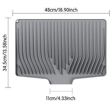 Dish Drying Mat for Kitchen Counter, with Built-in Drain Lip, 18.9x13.58 inch, Silicone Drying Mat