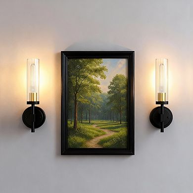 15.3in Modern Wall Light 2 Pack Black Metal Clear Glass Shade for Living Room Bedroom E26