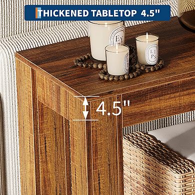 ANIXOL Rustic Narrow 2-Tier Farmhouse Console Table