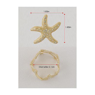 Sealife Gold Tone Aurora Borealis Ocean Boho Elastic Expandable Starfish Bracelet with Crystals