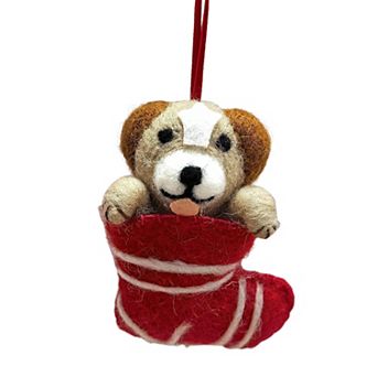 St. Nicholas Square® Felt Pup in Stocking Christmas Ornament