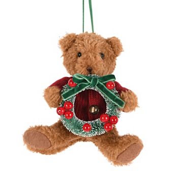 St. Nicholas Square® Fabric Teddy Bear with Wreath Christmas Ornament with Wreath