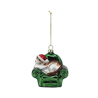St. Nicholas Square® Glass Sleepy Cat in Arm Chair Christmas Ornament