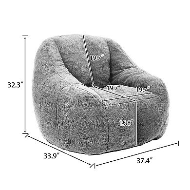 GOODSILO Oversized Fluffy Bean Bag Sofa Chair with Memory Foam Filling