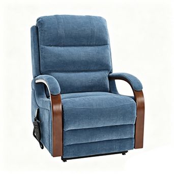 Merax Chenille Lift Recliner Chair Dual Motor Infinite Position Up to 350 LBS with Solid Wood Armres