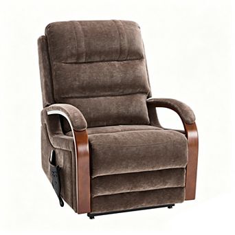 Merax Chenille Lift Recliner Chair Dual Motor Infinite Position Up to 350 LBS with Solid Wood Armres