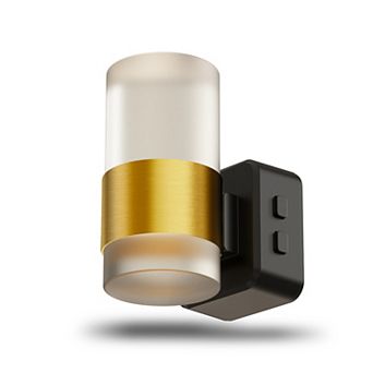 1W Integrated LED Plug In Night Light Amber 2700K Frosted Acrylic Cylinder Five Step Dimming 1 Pack