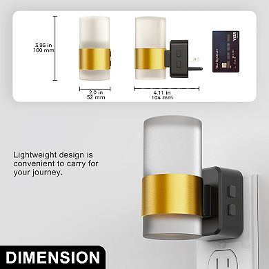 1W Integrated LED Plug In Night Light Amber 2700K Frosted Acrylic Cylinder Five Step Dimming 1 Pack