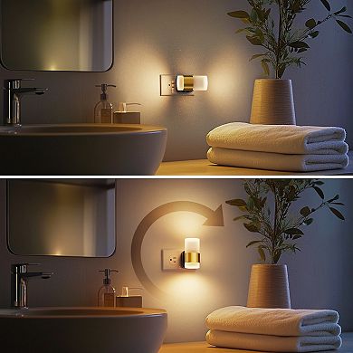 1W Integrated LED Plug In Night Light Amber 2700K Frosted Acrylic Cylinder Five Step Dimming 1 Pack