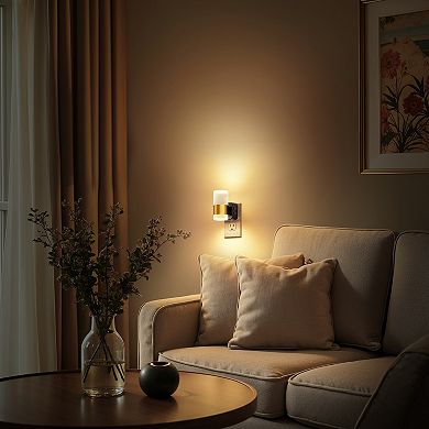 1W Integrated LED Plug In Night Light Amber 2700K Frosted Acrylic Cylinder Five Step Dimming 1 Pack