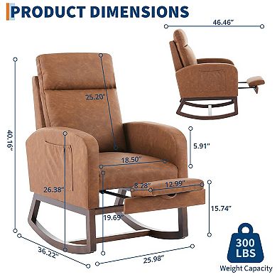 ANIXOL High Back Rocking Chair with Footrest