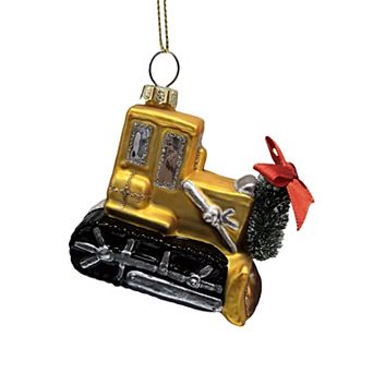 St. Nicholas Square® Glass Excavator With Wreath Christmas Ornament