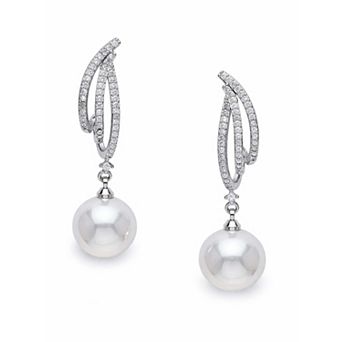 AGP PARIS Curved Pavé Pearl Drop Earrings